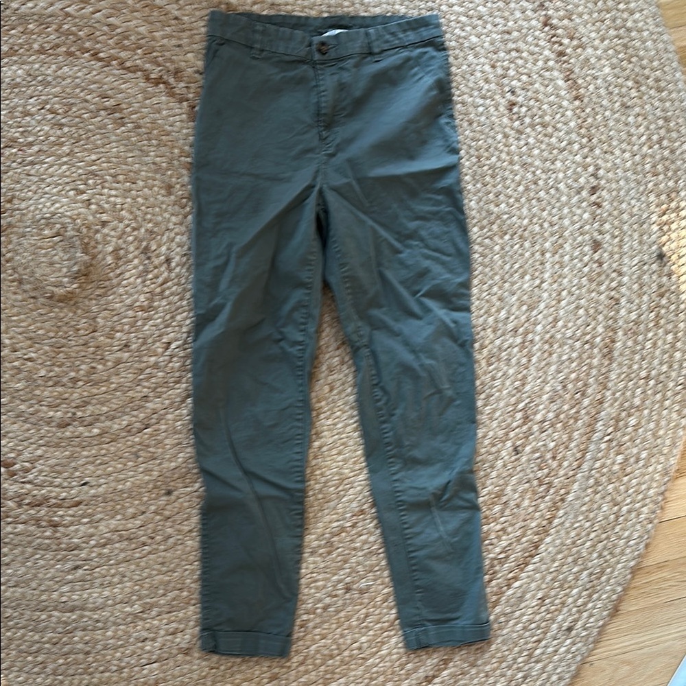 Boys olive green chinos with cuffed hem